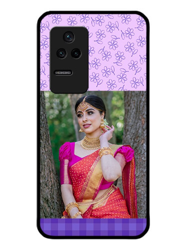 Custom Poco F4 5G Custom Glass Phone Case - Purple Floral Design