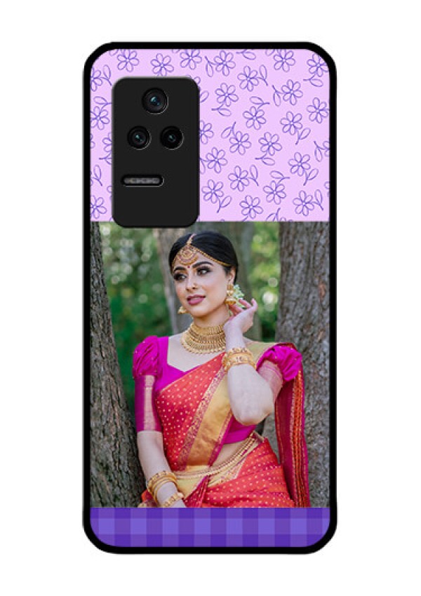 Poco F4 5G Custom Glass Phone Case - Purple Floral Design