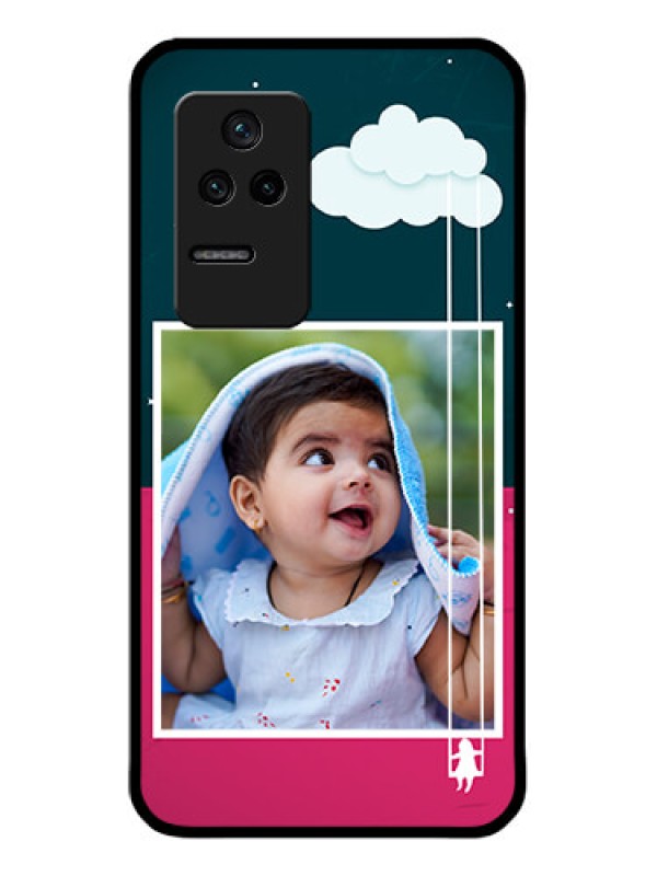 Custom Poco F4 5G Custom Glass Phone Case - Cute Girl with Cloud Design