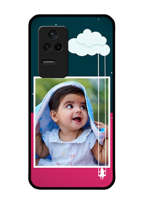 Poco F4 5G Custom Glass Phone Case - Cute Girl with Cloud Design