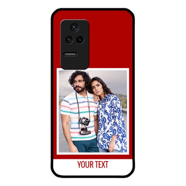 Poco F4 5G Personalized Glass Phone Case - Simple Red Color Design
