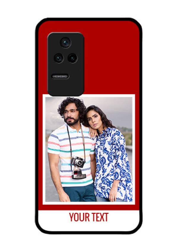 Poco F4 5G Personalized Glass Phone Case - Simple Red Color Design