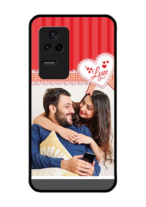 Poco F4 5G Custom Glass Mobile Case - Red Love Pattern Design