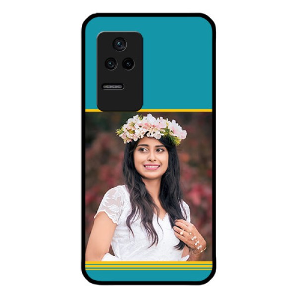 Poco F4 5G Custom Glass Phone Case - Yellow & Blue Design