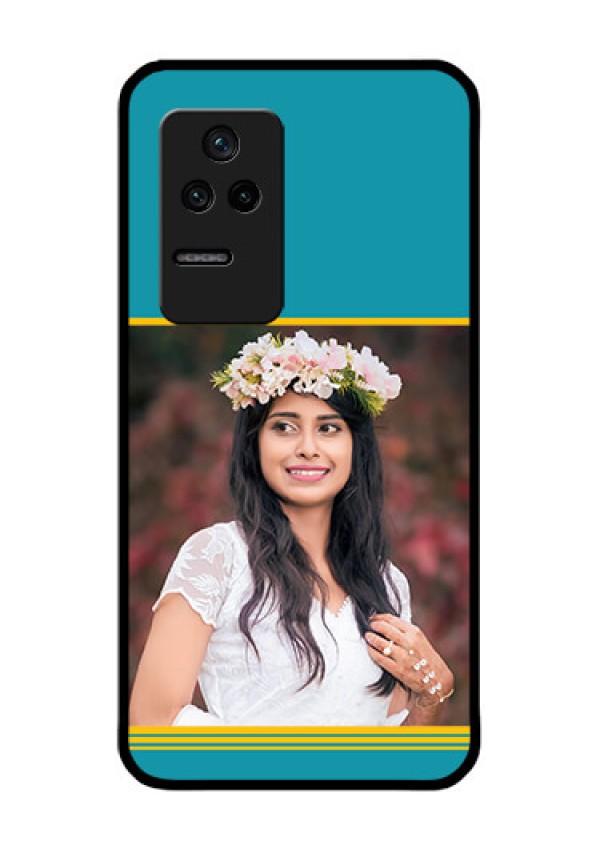 Poco F4 5G Custom Glass Phone Case - Yellow & Blue Design
