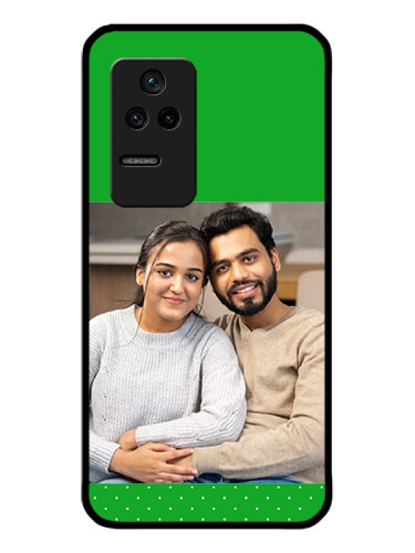 Custom Poco F4 5G Personalized Glass Phone Case - Green Pattern Design