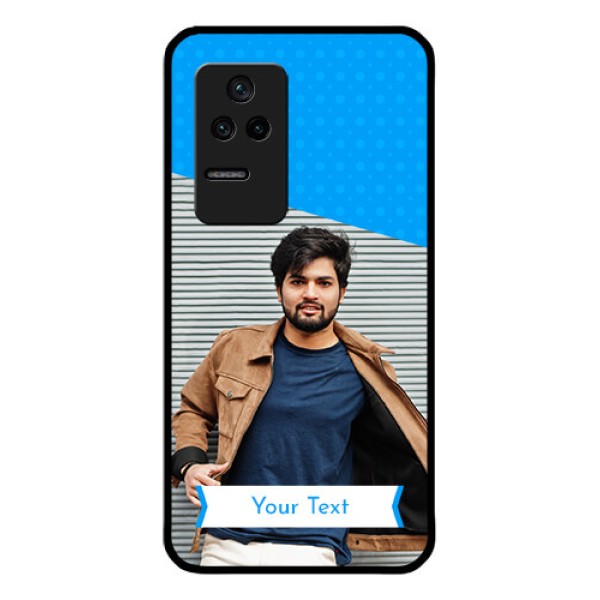 Poco F4 5G Photo Printing on Glass Case - Simple Blue Color Design