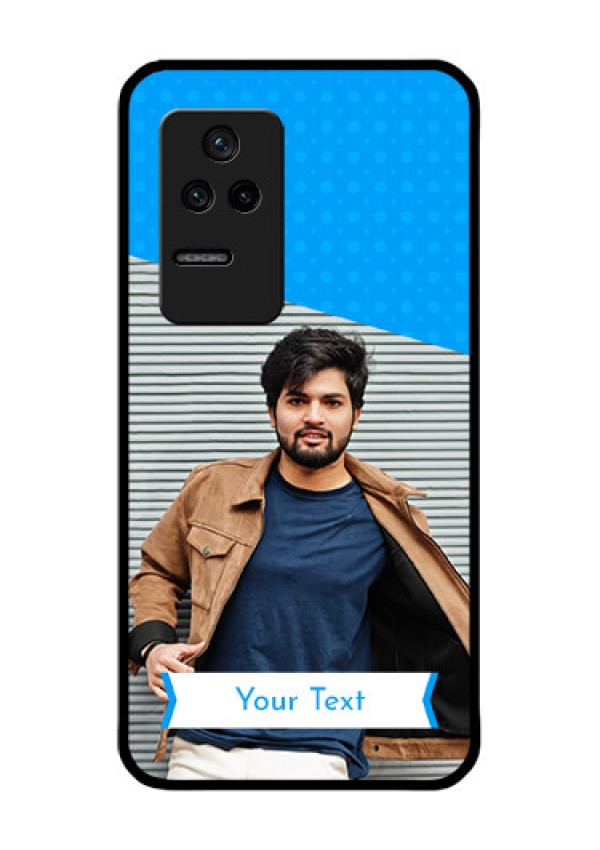 Poco F4 5G Photo Printing on Glass Case - Simple Blue Color Design