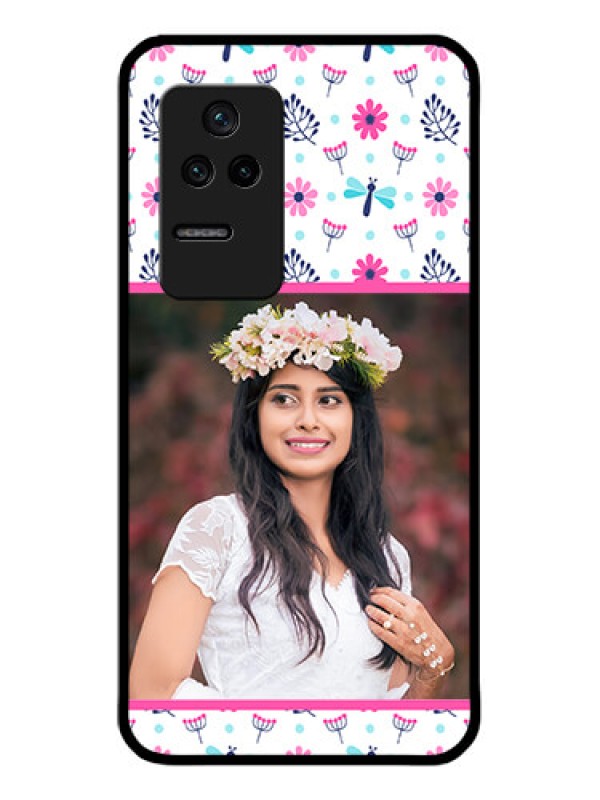Custom Poco F4 5G Photo Printing on Glass Case - Colorful Flower Design