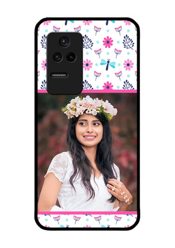 Poco F4 5G Photo Printing on Glass Case - Colorful Flower Design