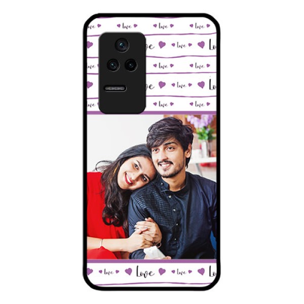 Poco F4 5G Custom Glass Mobile Case - Couples Heart Design