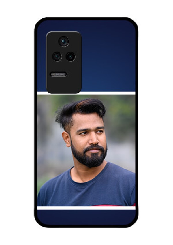 Poco F4 5G Personalized Glass Phone Case - Simple Royal Blue Design