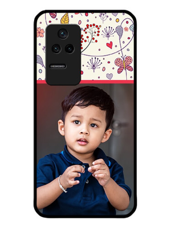 Custom Poco F4 5G Custom Glass Mobile Case - Premium Floral Design