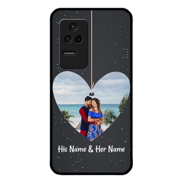 Poco F4 5G Custom Glass Phone Case - Hanging Heart Design