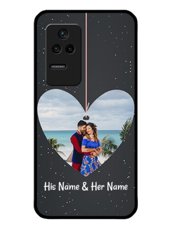 Custom Poco F4 5G Custom Glass Phone Case - Hanging Heart Design