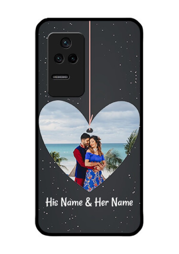 Poco F4 5G Custom Glass Phone Case - Hanging Heart Design