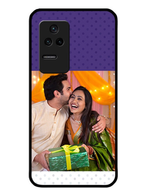 Custom Poco F4 5G Personalized Glass Phone Case - Violet Pattern Design