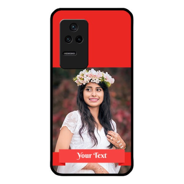 Poco F4 5G Custom Glass Phone Case - Simple Red Color Design