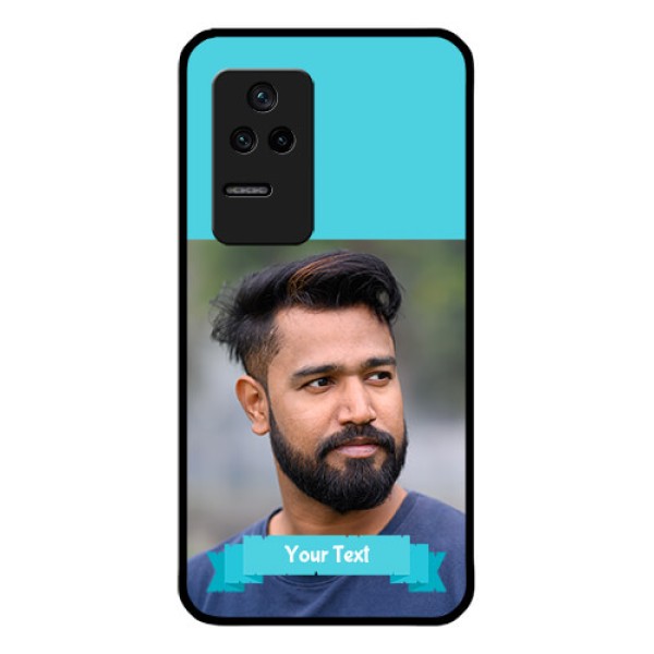 Poco F4 5G Personalized Glass Phone Case - Simple Blue Color Design Poco F4 5G Personalized Glass Phone Case - Simple Blue Color Design