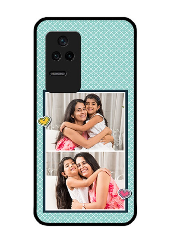Poco F4 5G Custom Glass Phone Case - 2 Image Holder with Pattern Design