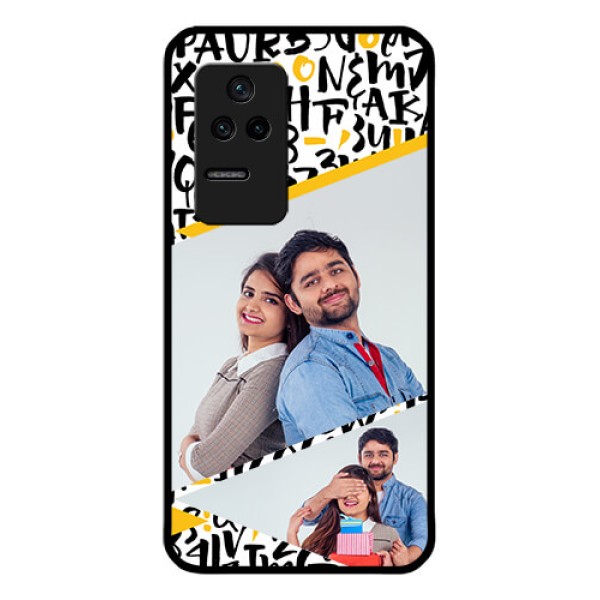 Poco F4 5G Custom Glass Mobile Case - Letters Pattern Design