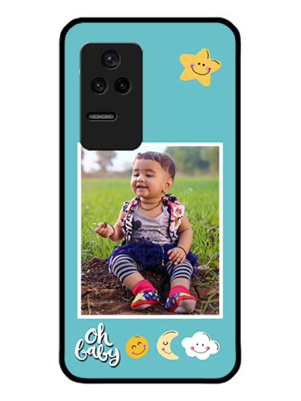 Custom Poco F4 5G Personalized Glass Phone Case - Smiley Kids Stars Design