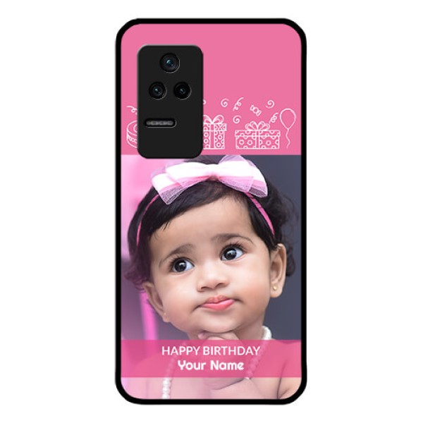 Poco F4 5G Photo Printing on Glass Case - with Birthday Line Art Design Poco F4 5G Photo Printing on Glass Case - with Birthday Line Art Design