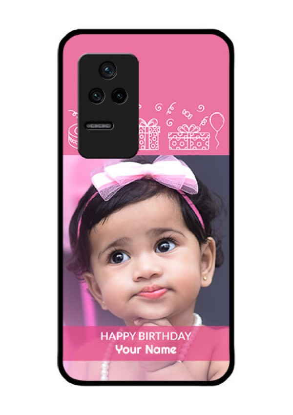 Poco F4 5G Photo Printing on Glass Case - with Birthday Line Art Design