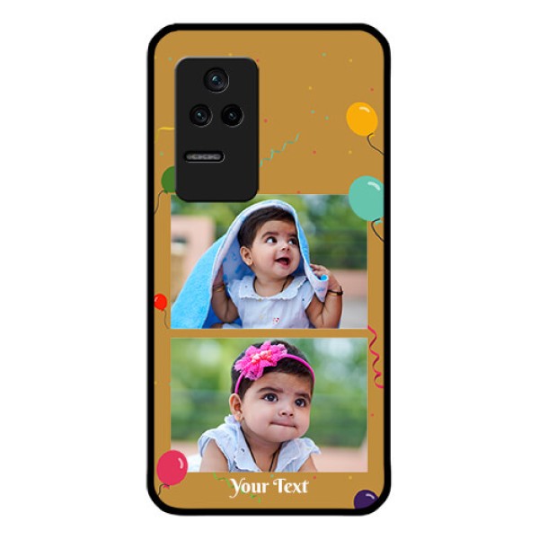 Poco F4 5G Personalized Glass Phone Case - Image Holder with Birthday Celebrations Design Poco F4 5G Personalized Glass Phone Case - Image Holder with Birthday Celebrations Design
