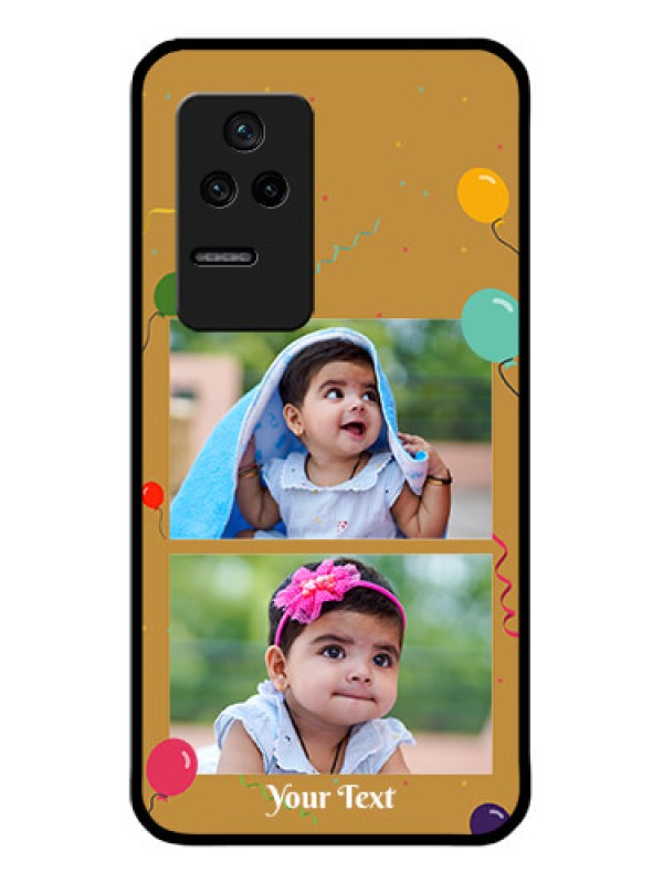 Custom Poco F4 5G Personalized Glass Phone Case - Image Holder with Birthday Celebrations Design
