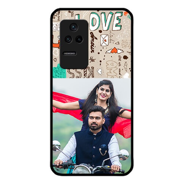 Poco F4 5G Custom Glass Phone Case - Love Doodle Pattern