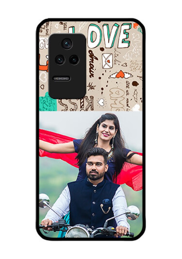 Poco F4 5G Custom Glass Phone Case - Love Doodle Pattern