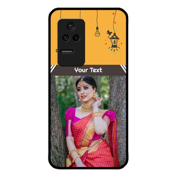 Poco F4 5G Custom Glass Mobile Case - with Family Picture and Icons Poco F4 5G Custom Glass Mobile Case - with Family Picture and Icons