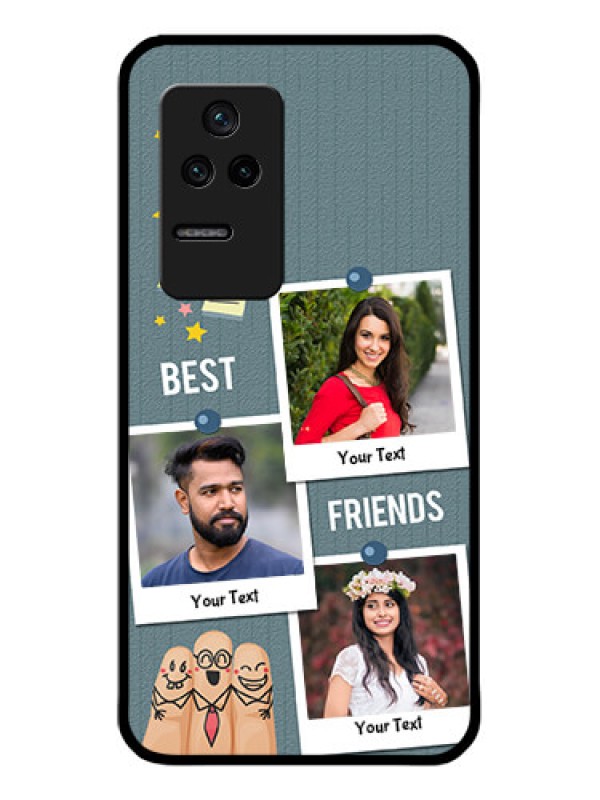 Custom Poco F4 5G Personalized Glass Phone Case - Sticky Frames and Friendship Design