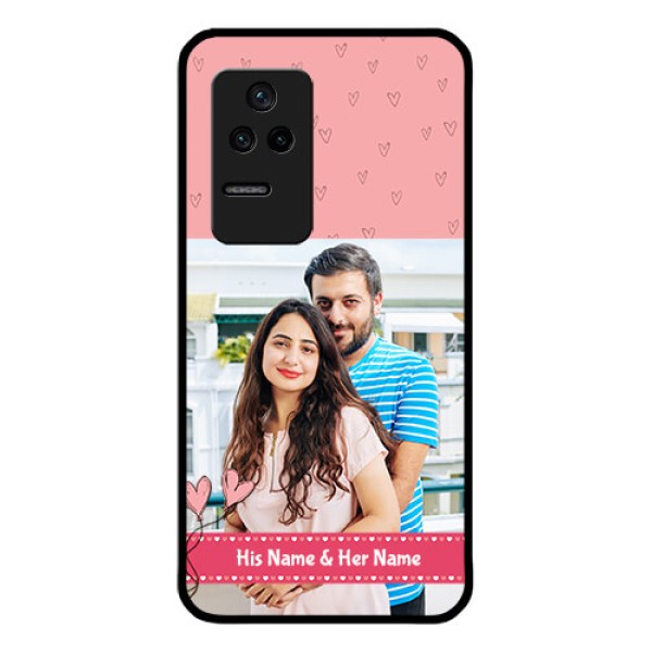 Poco F4 5G Personalized Glass Phone Case - Love Design Peach Color