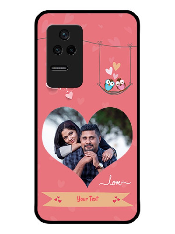 Custom Poco F4 5G Personalized Glass Phone Case - Peach Color Love Design