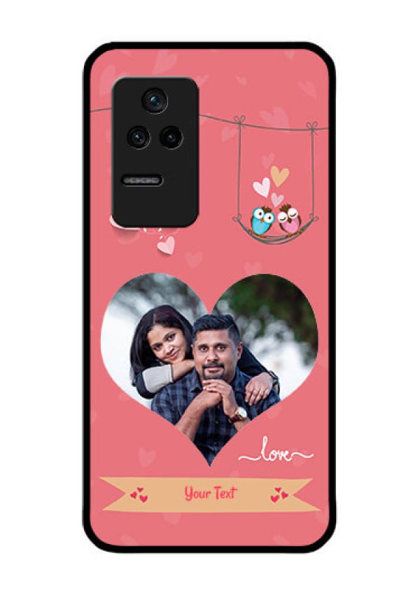 Poco F4 5G Personalized Glass Phone Case - Peach Color Love Design