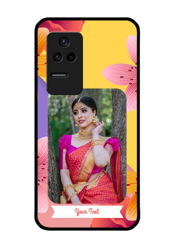 Poco F4 5G Custom Glass Mobile Case - 3 Image With Vintage Floral Design