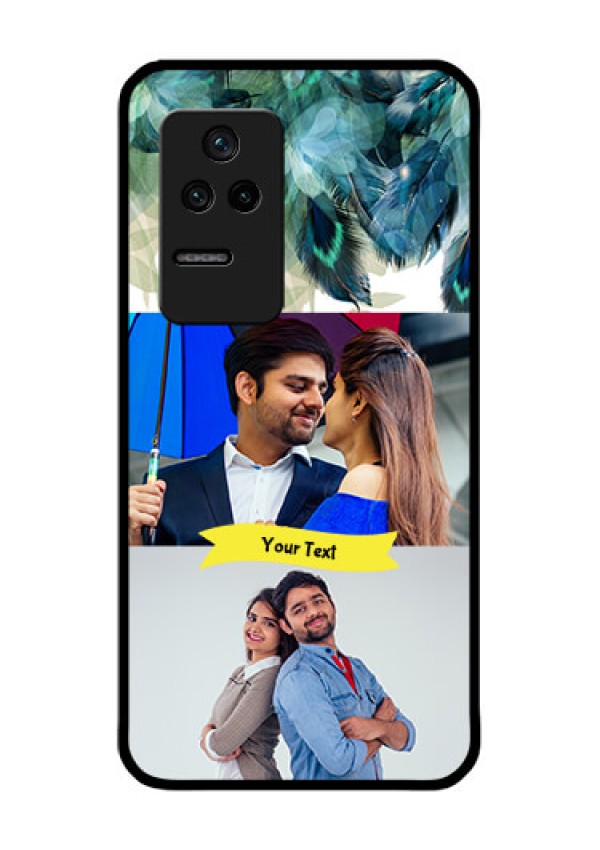 Poco F4 5G Personalized Glass Phone Case - Image with Boho Peacock Feather Design