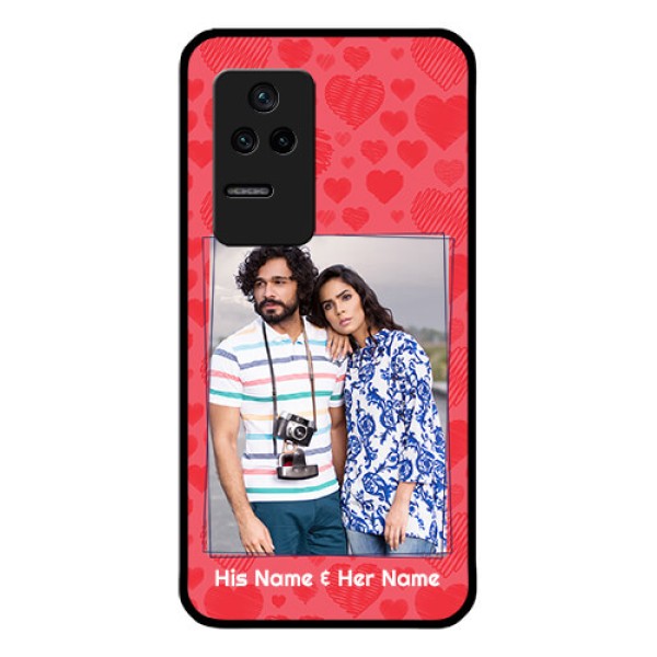 Poco F4 5G Photo Printing on Glass Case - with Red Heart Symbols Design Poco F4 5G Photo Printing on Glass Case - with Red Heart Symbols Design
