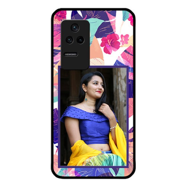 Poco F4 5G Custom Glass Mobile Case - Abstract Floral Design