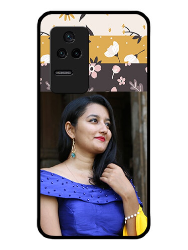 Custom Poco F4 5G Custom Glass Phone Case - Stylish Floral Design