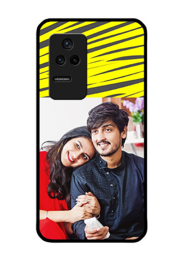 Poco F4 5G Photo Printing on Glass Case - Yellow Abstract Design
