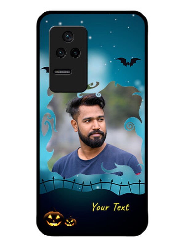 Custom Poco F4 5G Custom Glass Phone Case - Halloween frame design