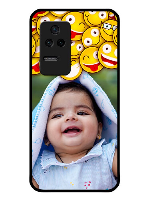 Custom Poco F4 5G Custom Glass Mobile Case - with Smiley Emoji Design
