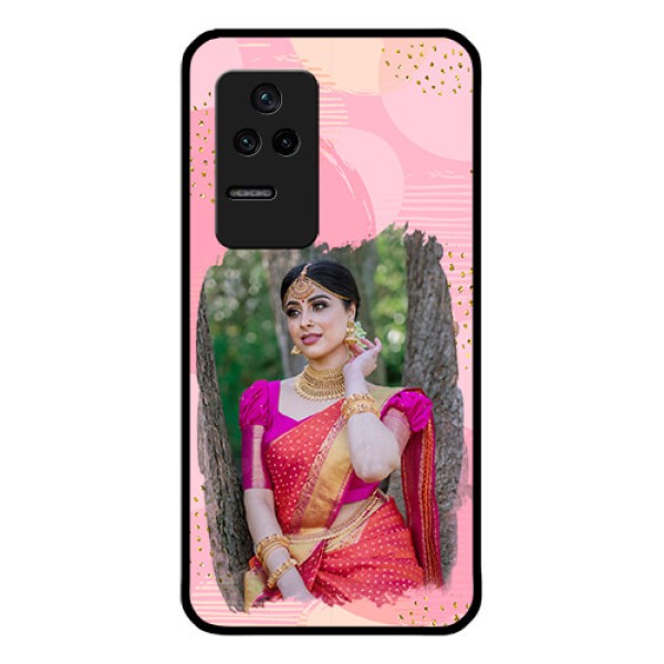 Poco F4 5G Personalized Glass Phone Case - Gold Glitter Splash Design Poco F4 5G Personalized Glass Phone Case - Gold Glitter Splash Design