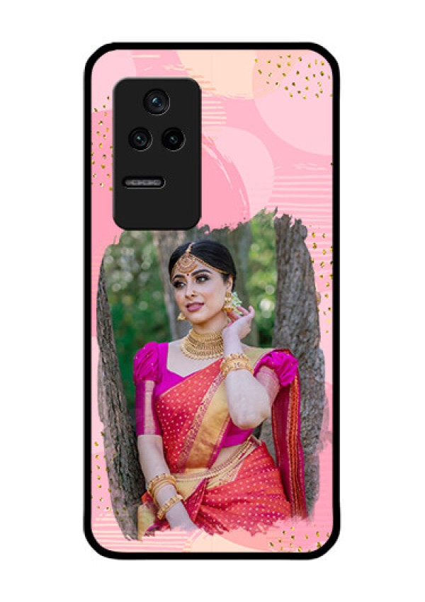 Poco F4 5G Personalized Glass Phone Case - Gold Glitter Splash Design