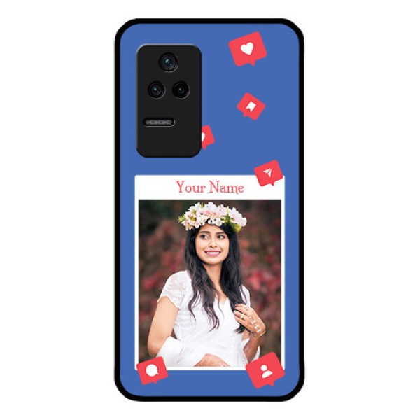 Poco F4 5G Custom Glass Phone Case - Like Share And Comment Design