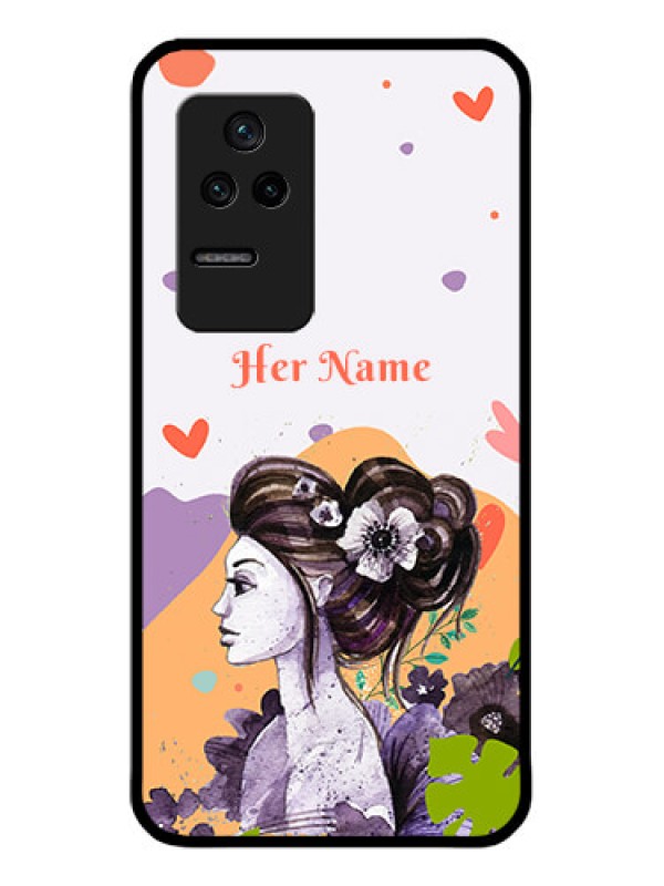 Custom Poco F4 5G Personalized Glass Phone Case - Woman And Nature Design