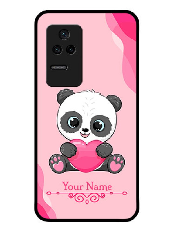 Custom Poco F4 5G Custom Glass Mobile Case - Cute Panda Design